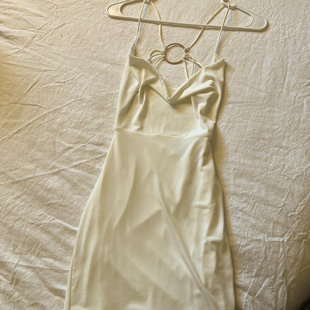 Cowl neck mini dress with mid open back. Worn once